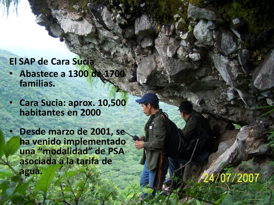 El SAP de Cara Sucia Abastece a 1300 de 1700 familias. Cara Sucia: aprox. 10,500 habitantes en