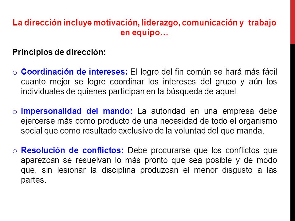Principios de dirección: