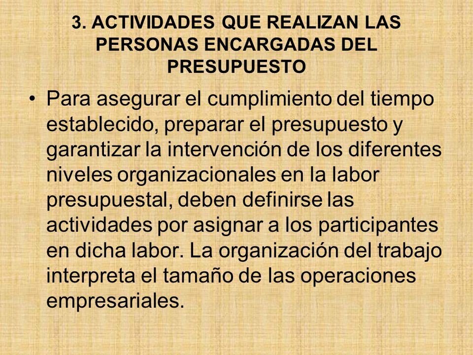 3. ACTIVIDADES QUE REALIZAN LAS PERSONAS ENCARGADAS DEL PRESUPUESTO