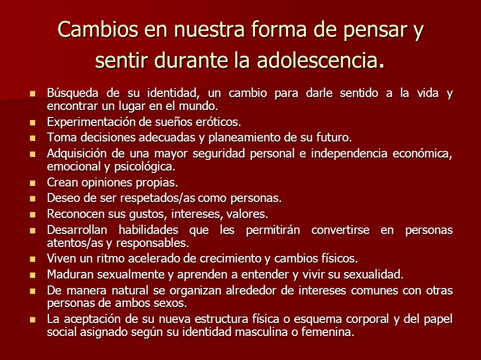 Cambios en nuestra forma de pensar y sentir durante la adolescencia.