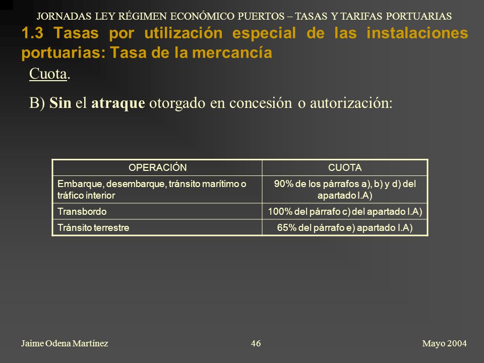 B) Sin el atraque otorgado en concesión o autorización:
