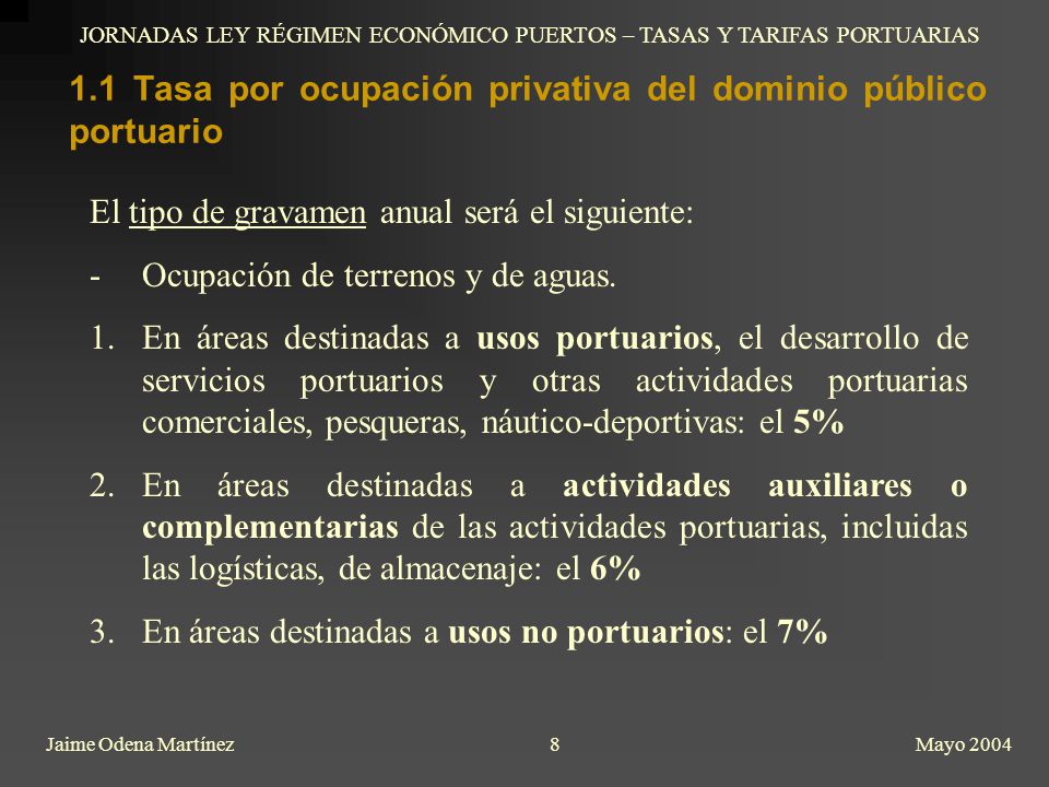 1.1 Tasa por ocupación privativa del dominio público portuario