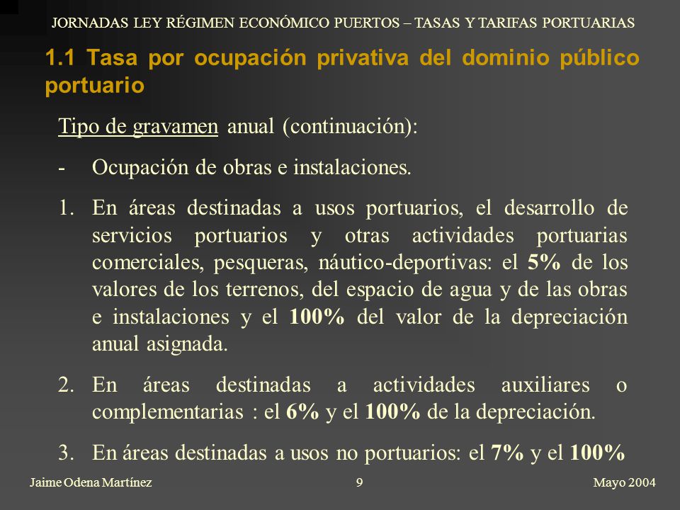 1.1 Tasa por ocupación privativa del dominio público portuario