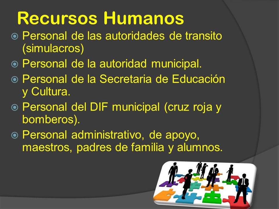 Recursos Humanos Personal de las autoridades de transito (simulacros)