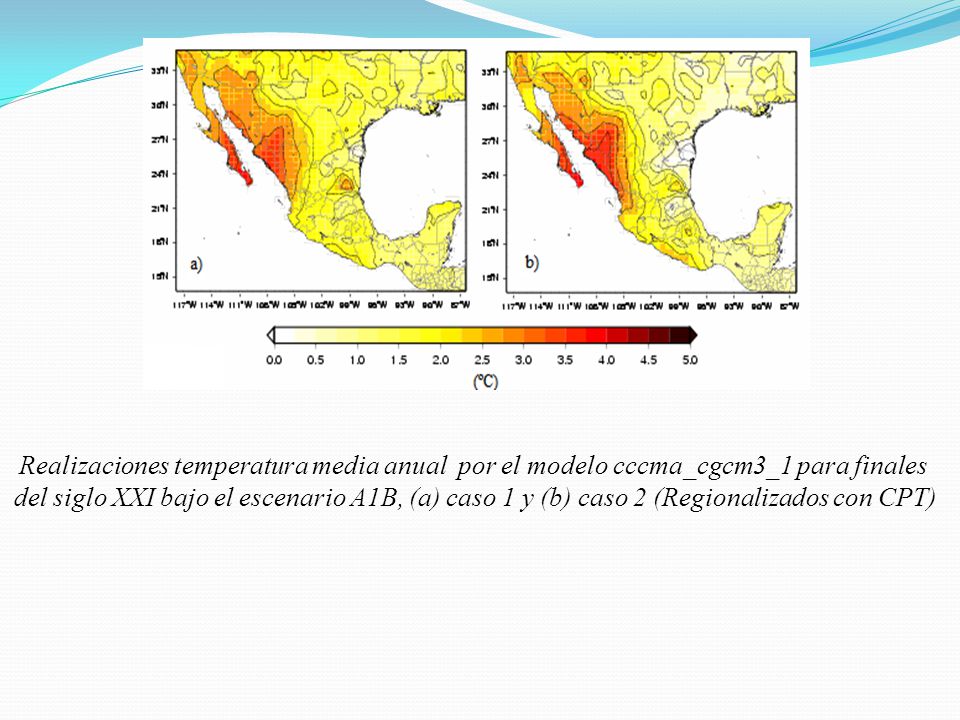 Realizaciones temperatura media anual por el modelo cccma_cgcm3_1 para finales