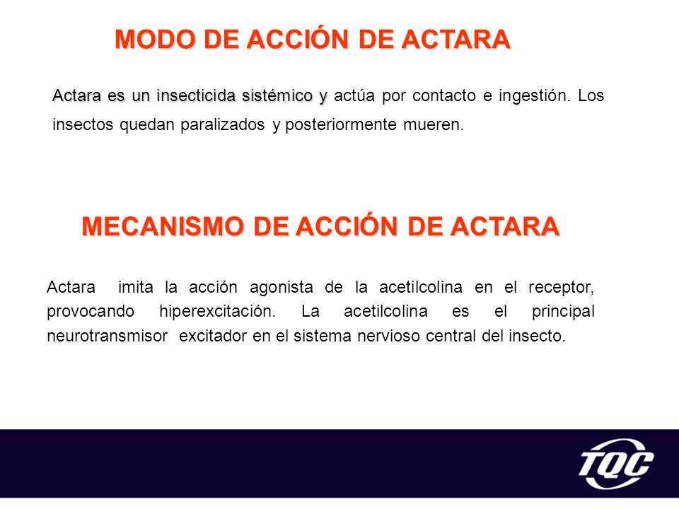 MODO DE ACCIÓN DE ACTARA MECANISMO DE ACCIÓN DE ACTARA