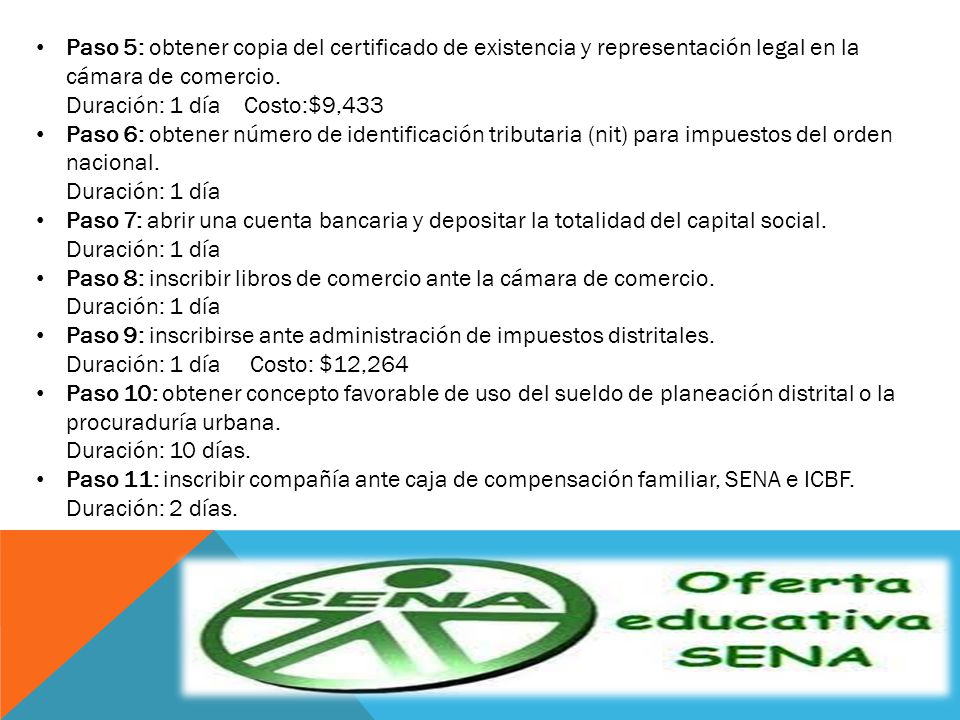 Paso 5: obtener copia del certificado de existencia y representación legal en la cámara de comercio.