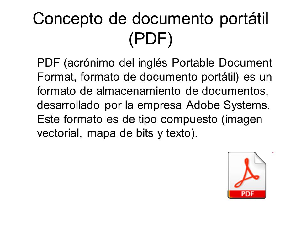 Concepto de documento portátil (PDF)