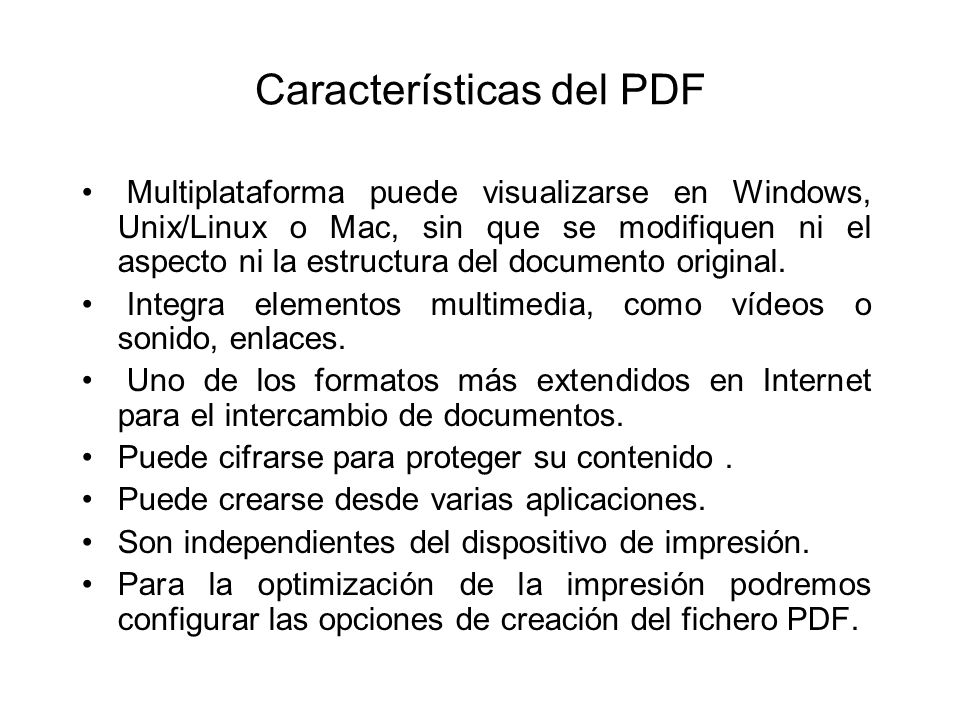 Características del PDF