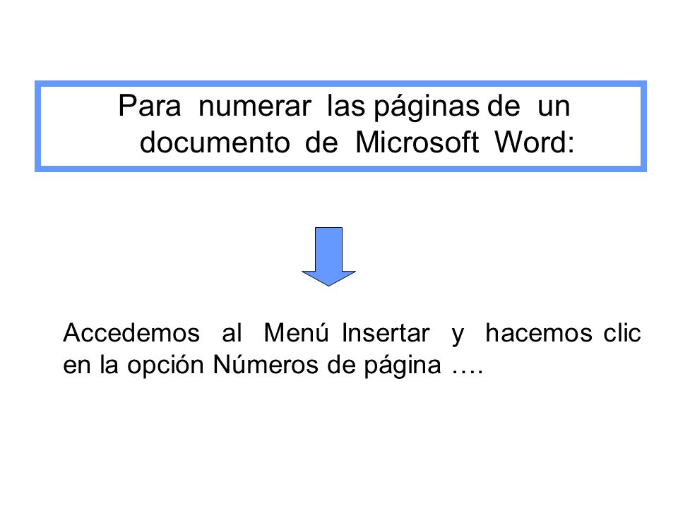 Para numerar las páginas de un documento de Microsoft Word:
