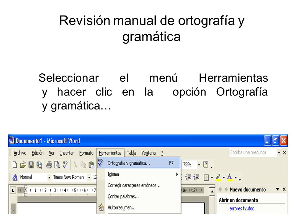 Revisión manual de ortografía y gramática