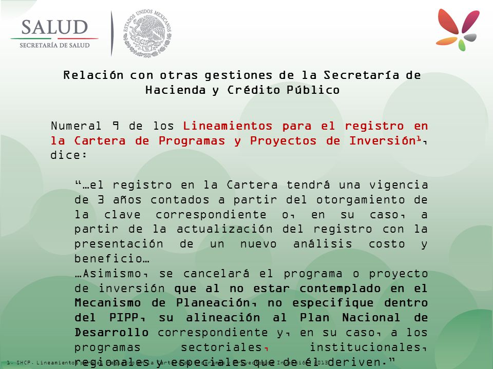 Relación con otras gestiones de la Secretaría de Hacienda y Crédito Público