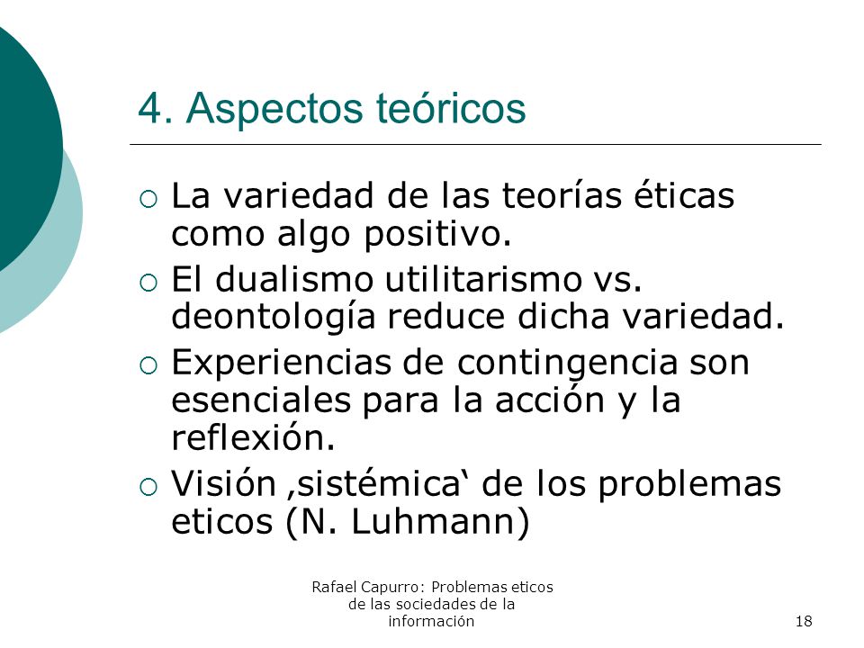 Rafael Capurro: Problemas eticos de las sociedades de la información