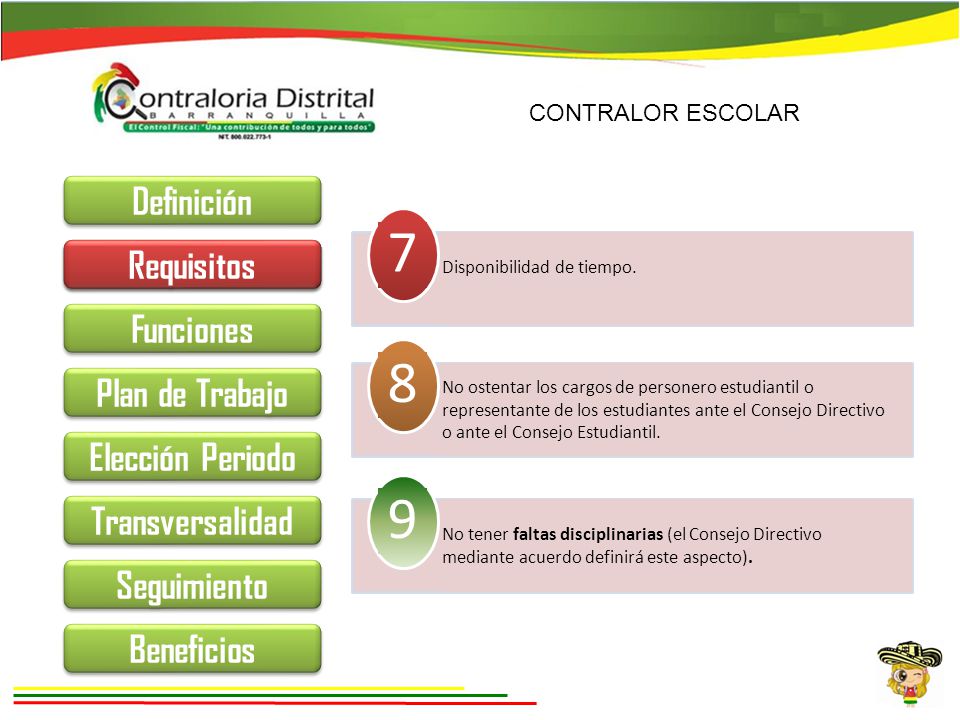 7 8 9 Definición Requisitos Requisitos Funciones Plan de Trabajo