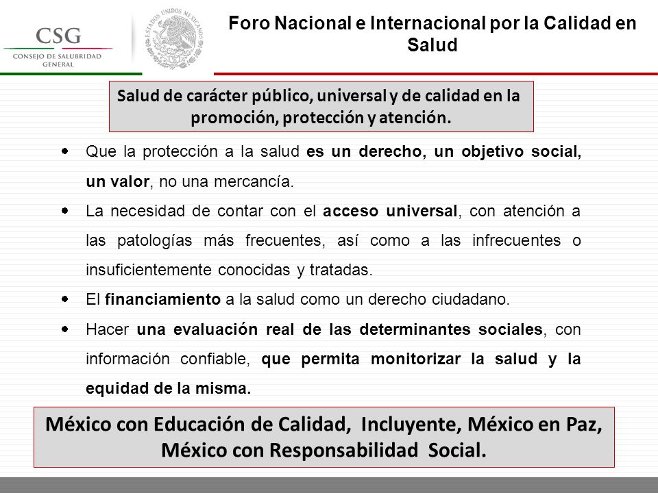 Foro Nacional e Internacional por la Calidad en Salud