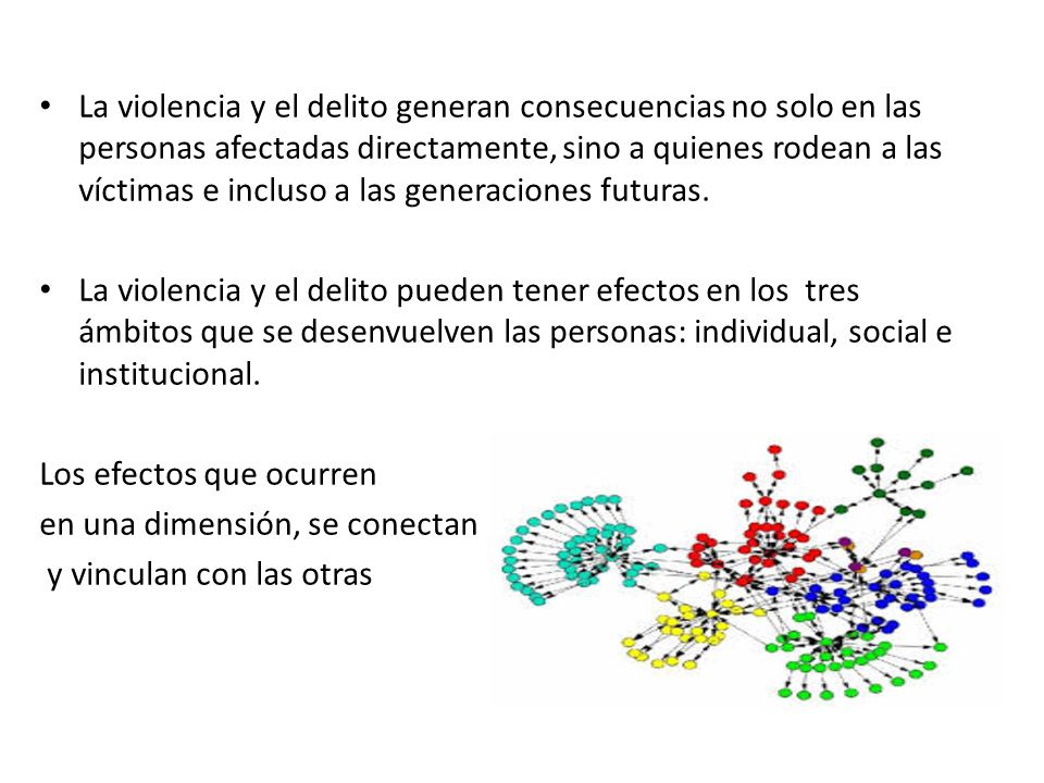 La violencia y el delito generan consecuencias no solo en las personas afectadas directamente, sino a quienes rodean a las víctimas e incluso a las generaciones futuras.