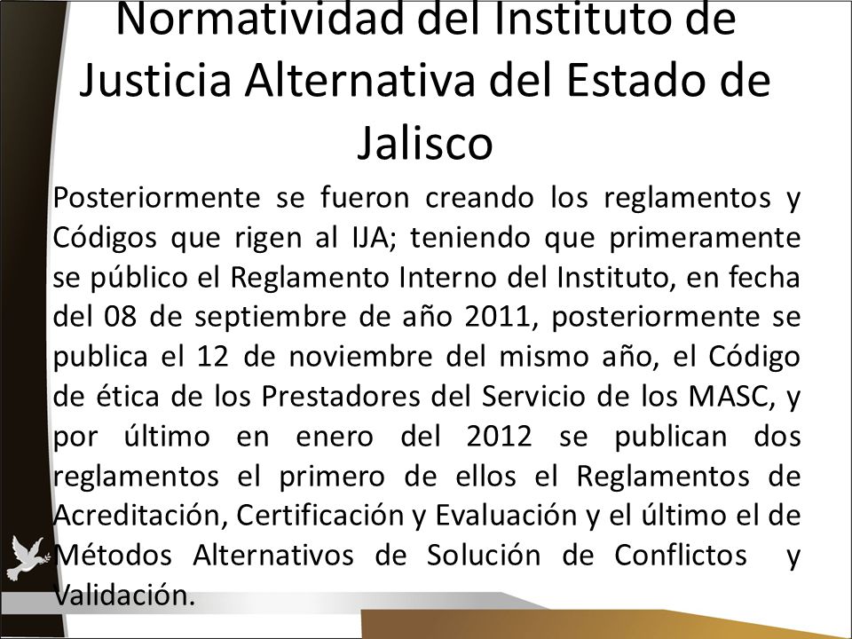 Normatividad del Instituto de Justicia Alternativa del Estado de Jalisco