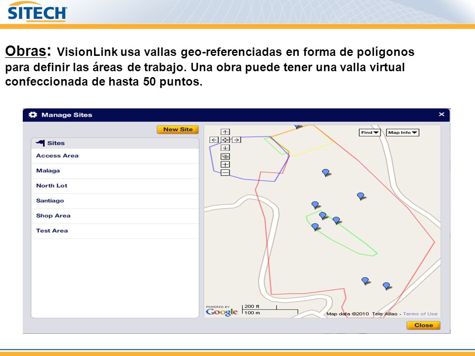 Obras: VisionLink usa vallas geo-referenciadas en forma de polígonos para definir las áreas de trabajo.
