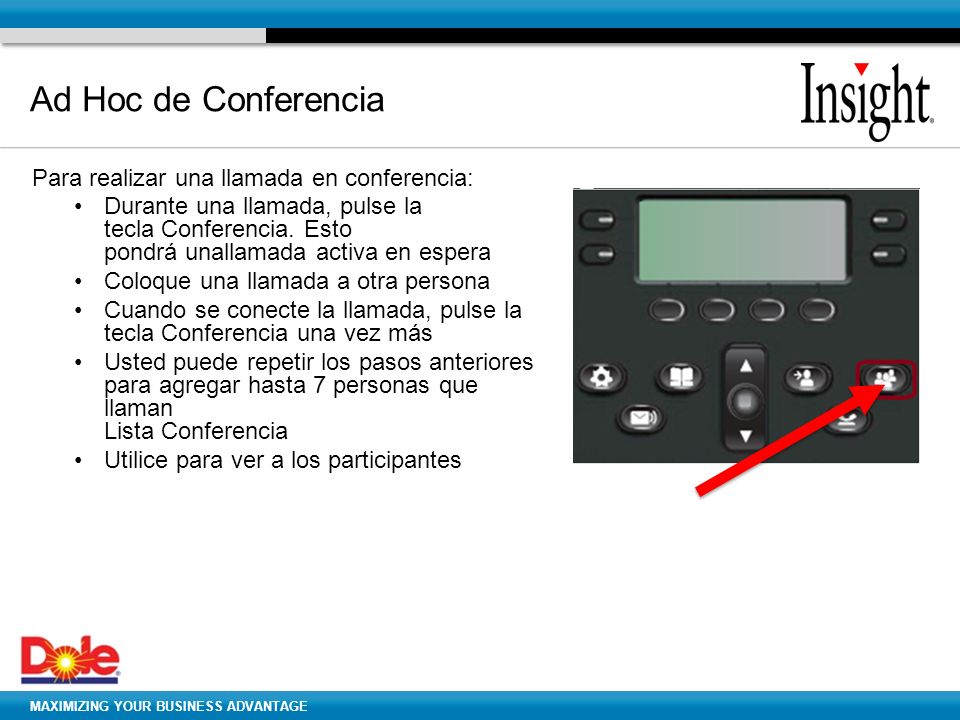 Ad Hoc de Conferencia Para realizar una llamada en conferencia:
