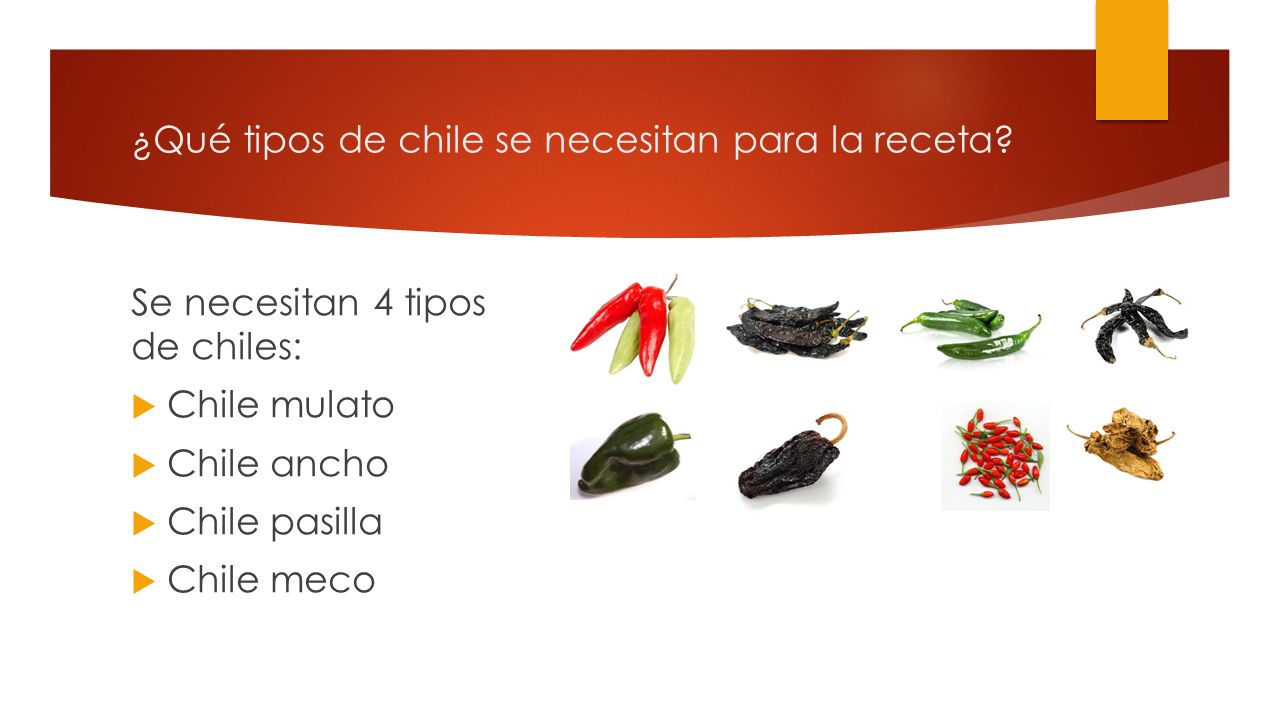 ¿Qué tipos de chile se necesitan para la receta