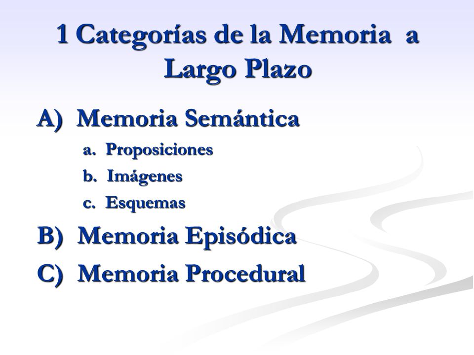1 Categorías de la Memoria a Largo Plazo