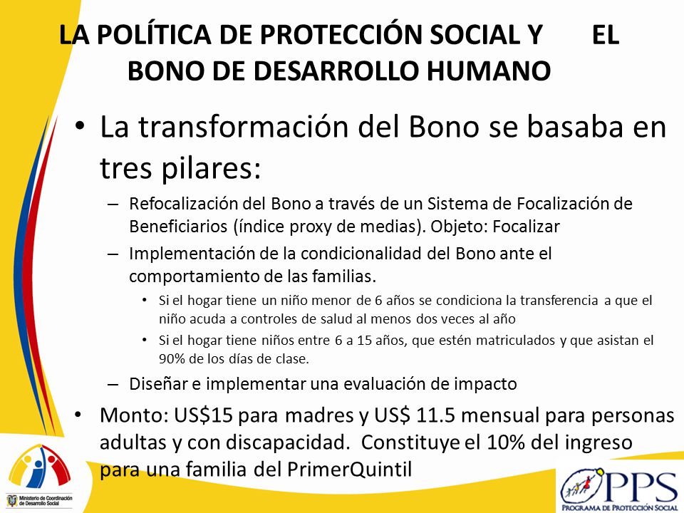 LA POLÍTICA DE PROTECCIÓN SOCIAL Y EL BONO DE DESARROLLO HUMANO