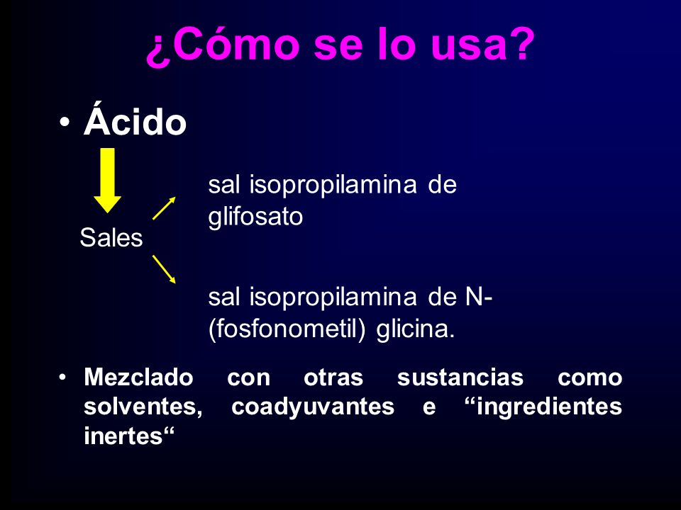 ¿Cómo se lo usa Ácido sal isopropilamina de glifosato Sales