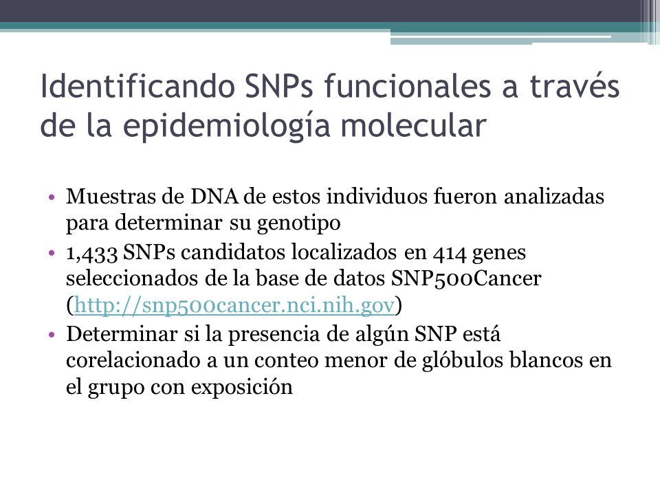 Identificando SNPs funcionales a través de la epidemiología molecular