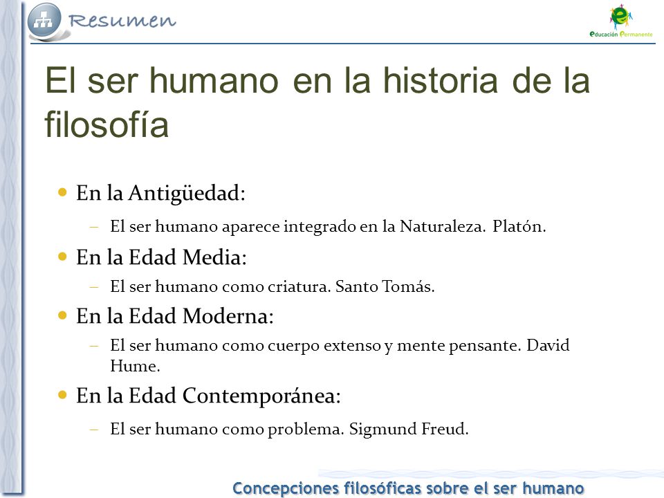 El ser humano en la historia de la filosofía