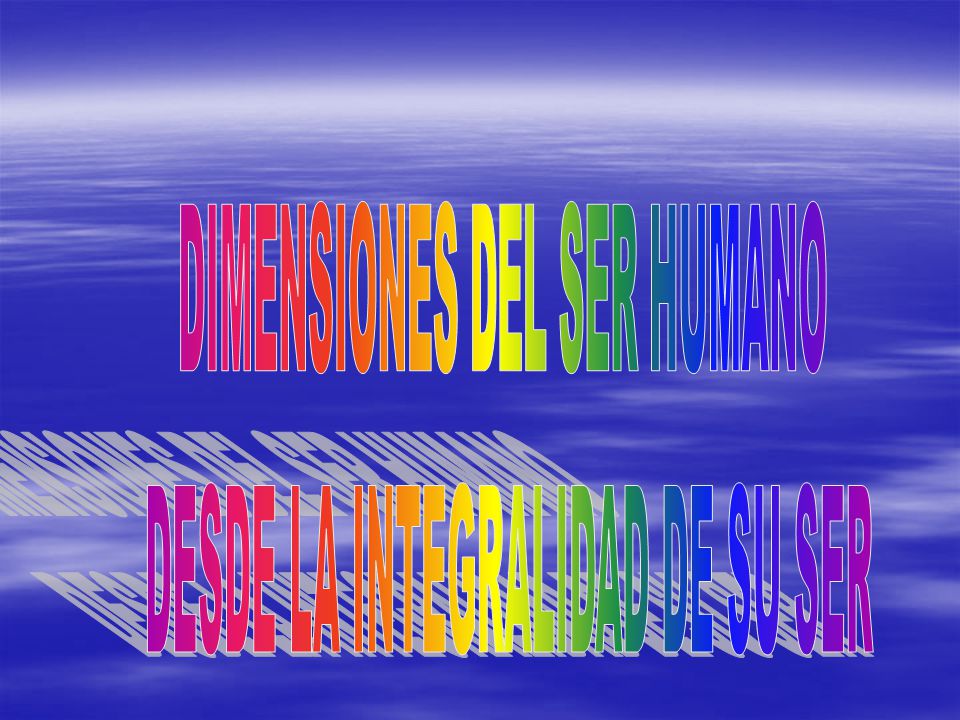 DIMENSIONES DEL SER HUMANO DESDE LA INTEGRALIDAD DE SU SER