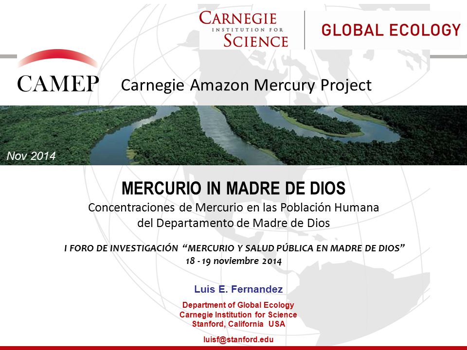 CAMEP Carnegie Amazon Mercury Project MERCURIO IN MADRE DE DIOS