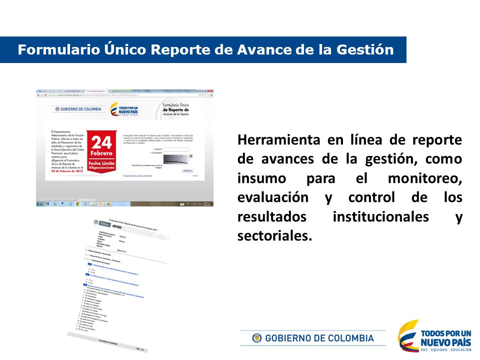 Formulario Único Reporte de Avance de la Gestión