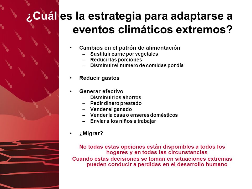 ¿Cuál es la estrategia para adaptarse a eventos climáticos extremos