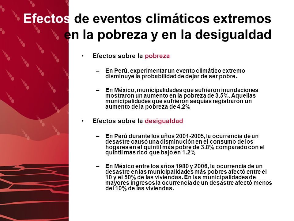 Efectos de eventos climáticos extremos en la pobreza y en la desigualdad