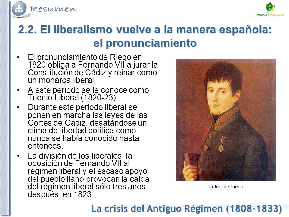2.2. El liberalismo vuelve a la manera española: el pronunciamiento