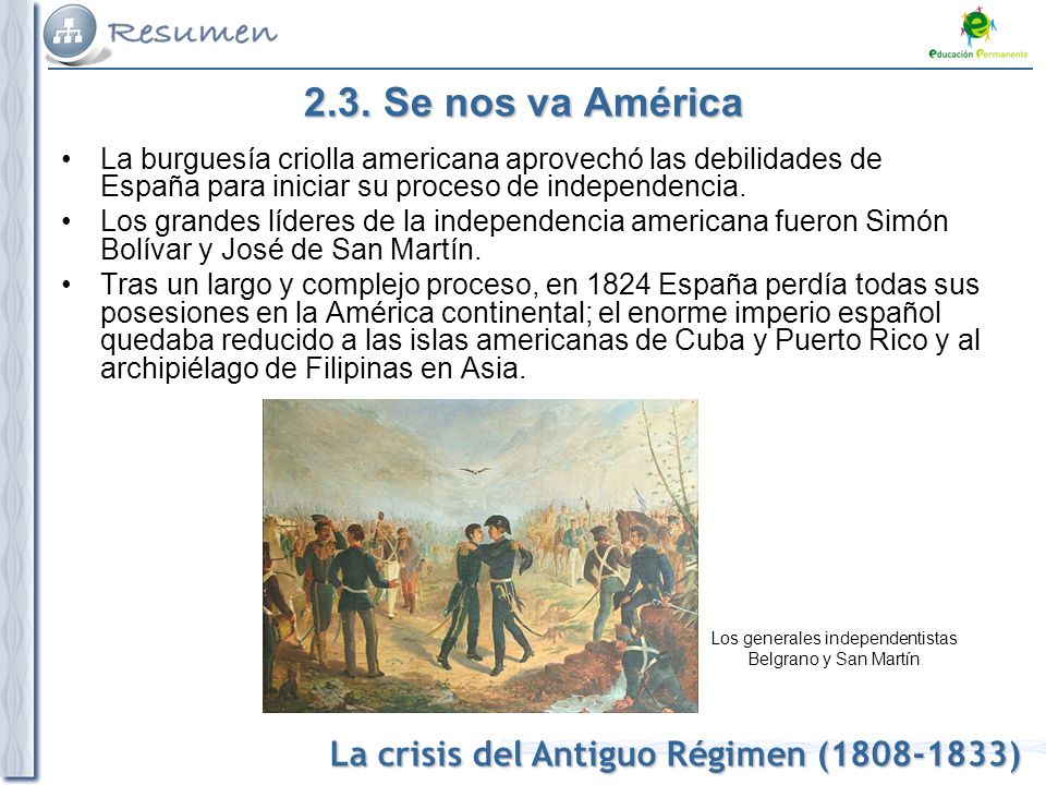 Los generales independentistas Belgrano y San Martín