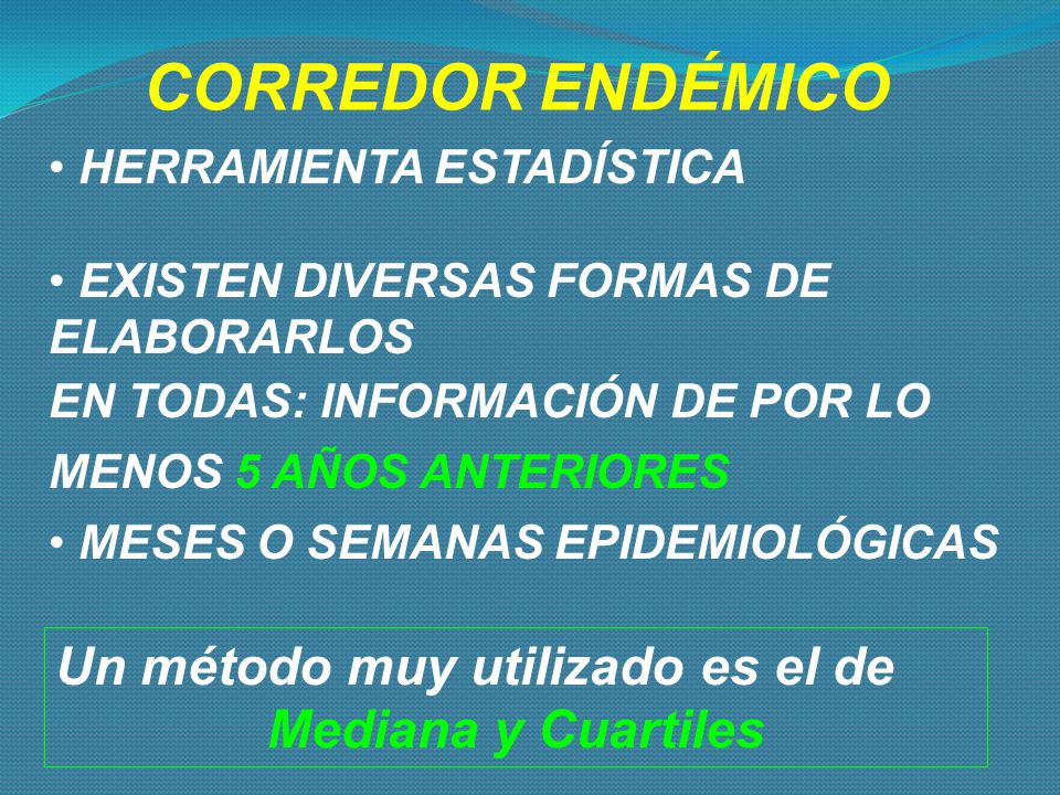 CORREDOR ENDÉMICO Un método muy utilizado es el de Mediana y Cuartiles