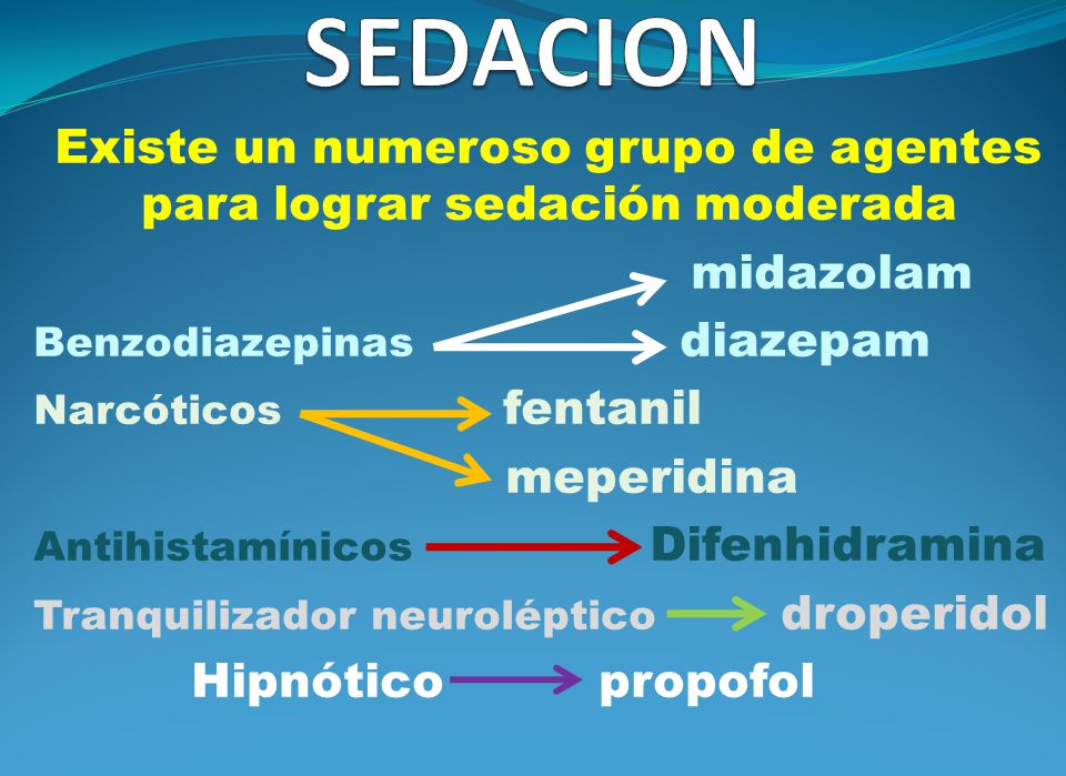 Existe un numeroso grupo de agentes para lograr sedación moderada