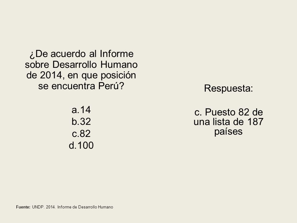 c. Puesto 82 de una lista de 187 países