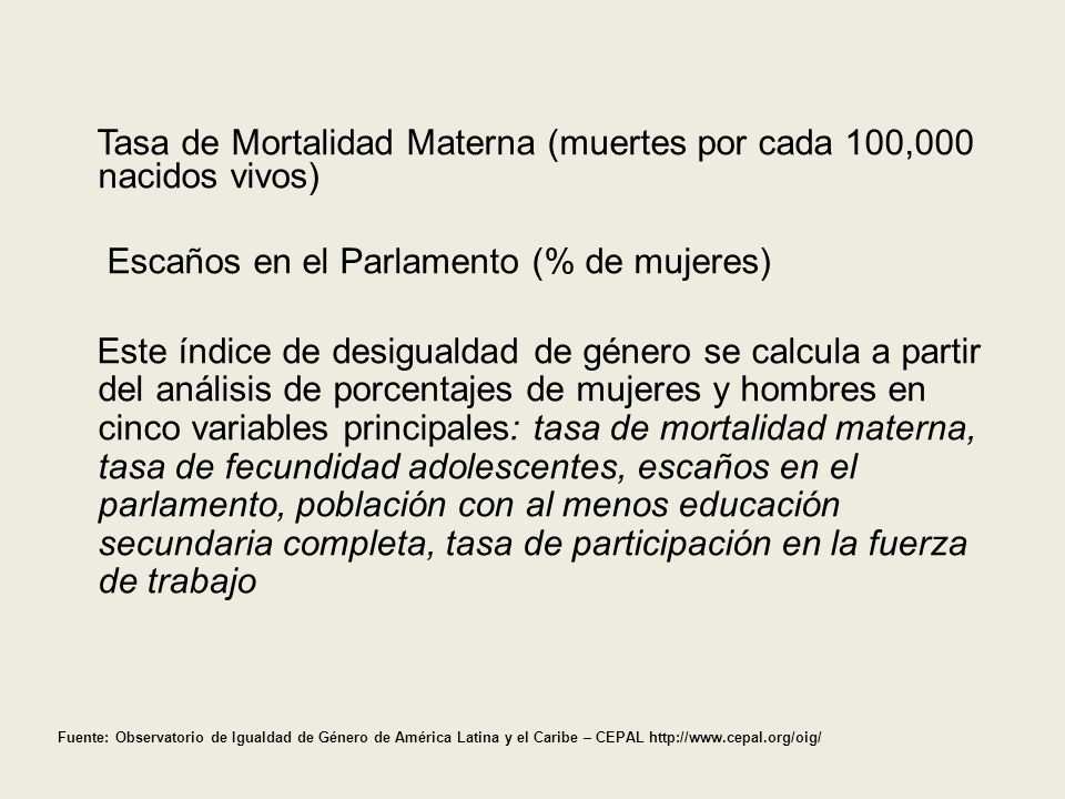 Tasa de Mortalidad Materna (muertes por cada 100,000 nacidos vivos)