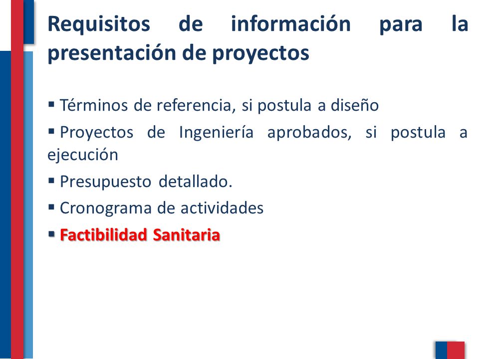 Requisitos de información para la presentación de proyectos