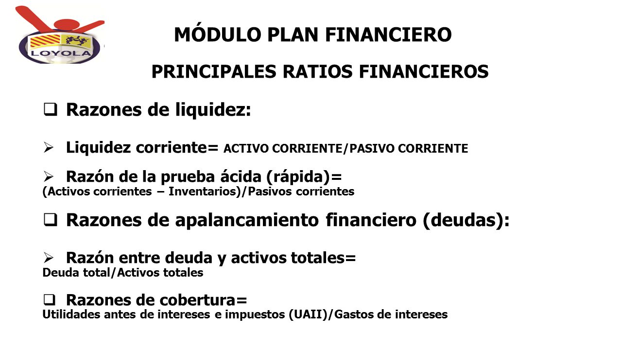 PRINCIPALES RATIOS FINANCIEROS