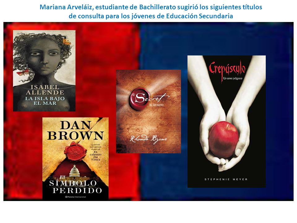 Mariana Arveláiz, estudiante de Bachillerato sugirió los siguientes títulos de consulta para los jóvenes de Educación Secundaria