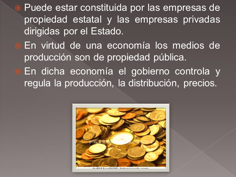 Puede estar constituida por las empresas de propiedad estatal y las empresas privadas dirigidas por el Estado.