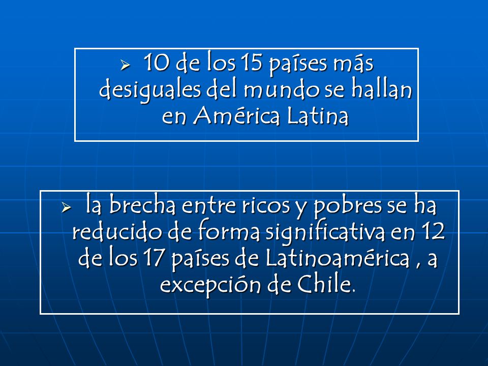 10 de los 15 países más desiguales del mundo se hallan en América Latina