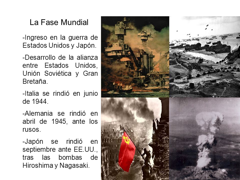 La Fase Mundial Ingreso en la guerra de Estados Unidos y Japón.