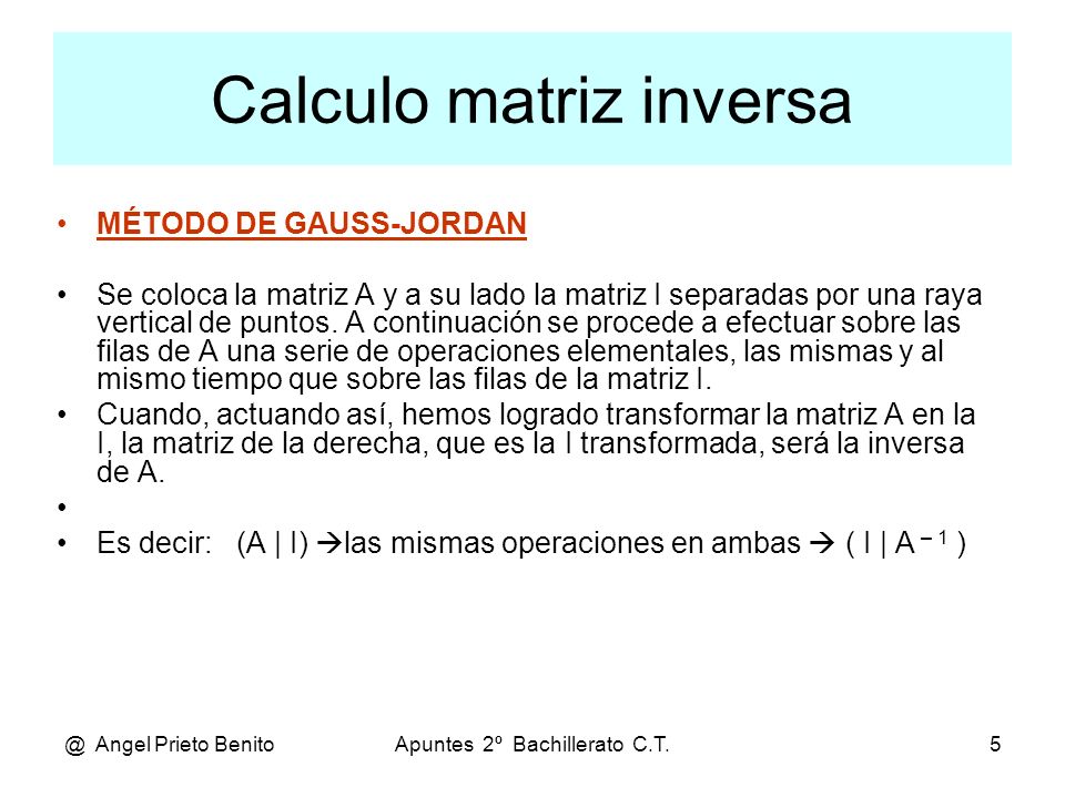 Calculo matriz inversa