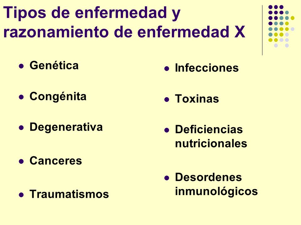 Tipos de enfermedad y razonamiento de enfermedad X