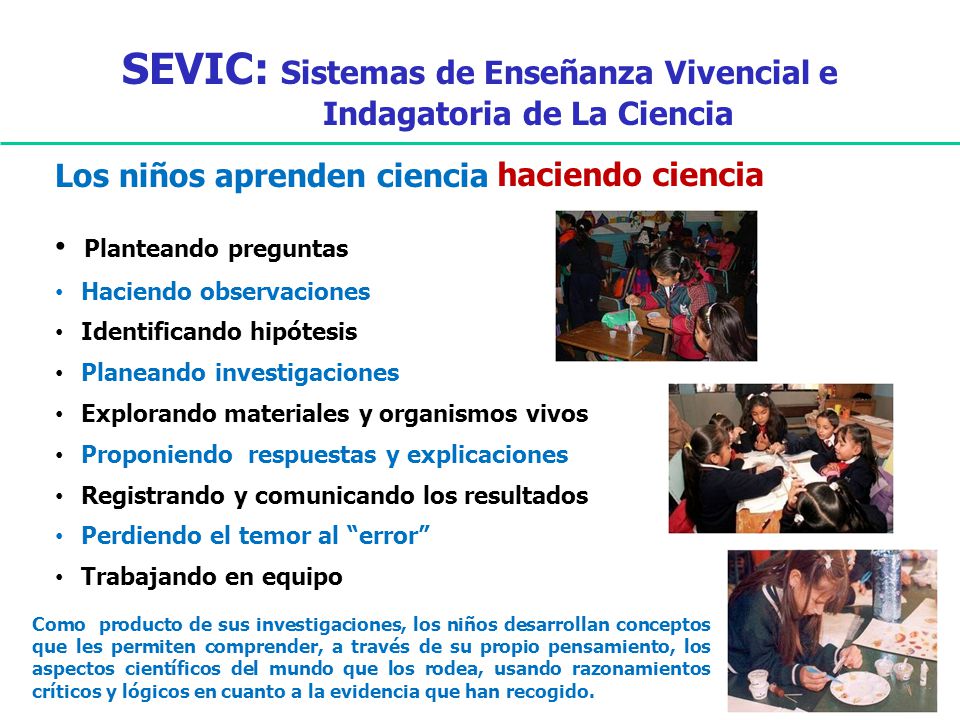 SEVIC: Sistemas de Enseñanza Vivencial e Indagatoria de La Ciencia