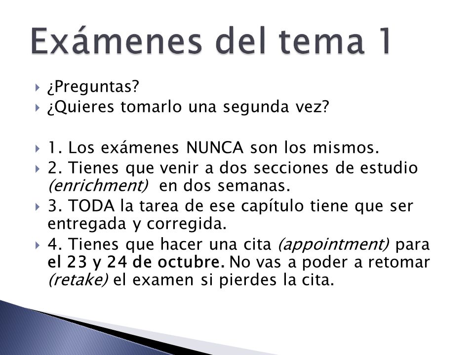Exámenes del tema 1 ¿Preguntas ¿Quieres tomarlo una segunda vez
